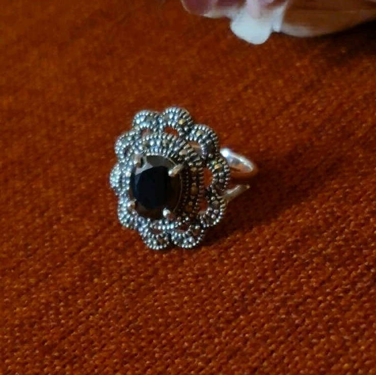 Marcasite Blue Ring